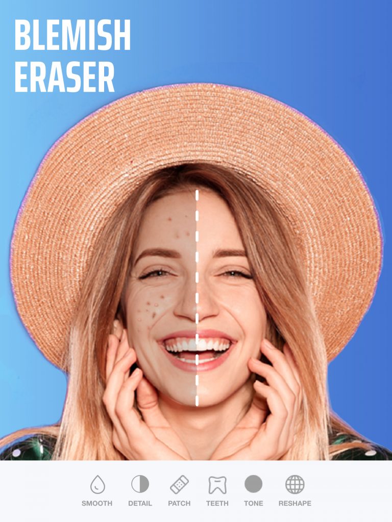 Blemish eraser in Selfie Editor app