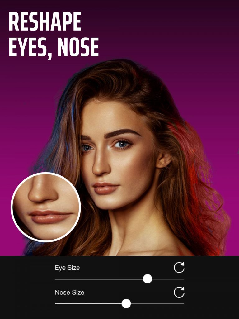 Reshape nose with Selfie Editor app
